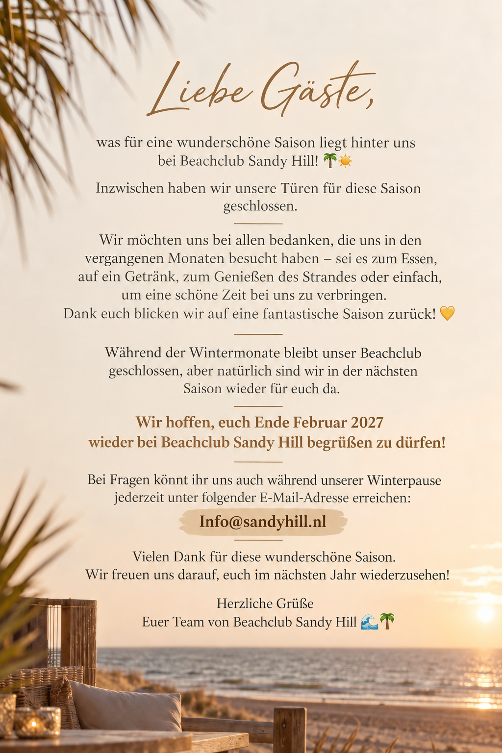 Saisongruss Sandy Hill – Deutsch