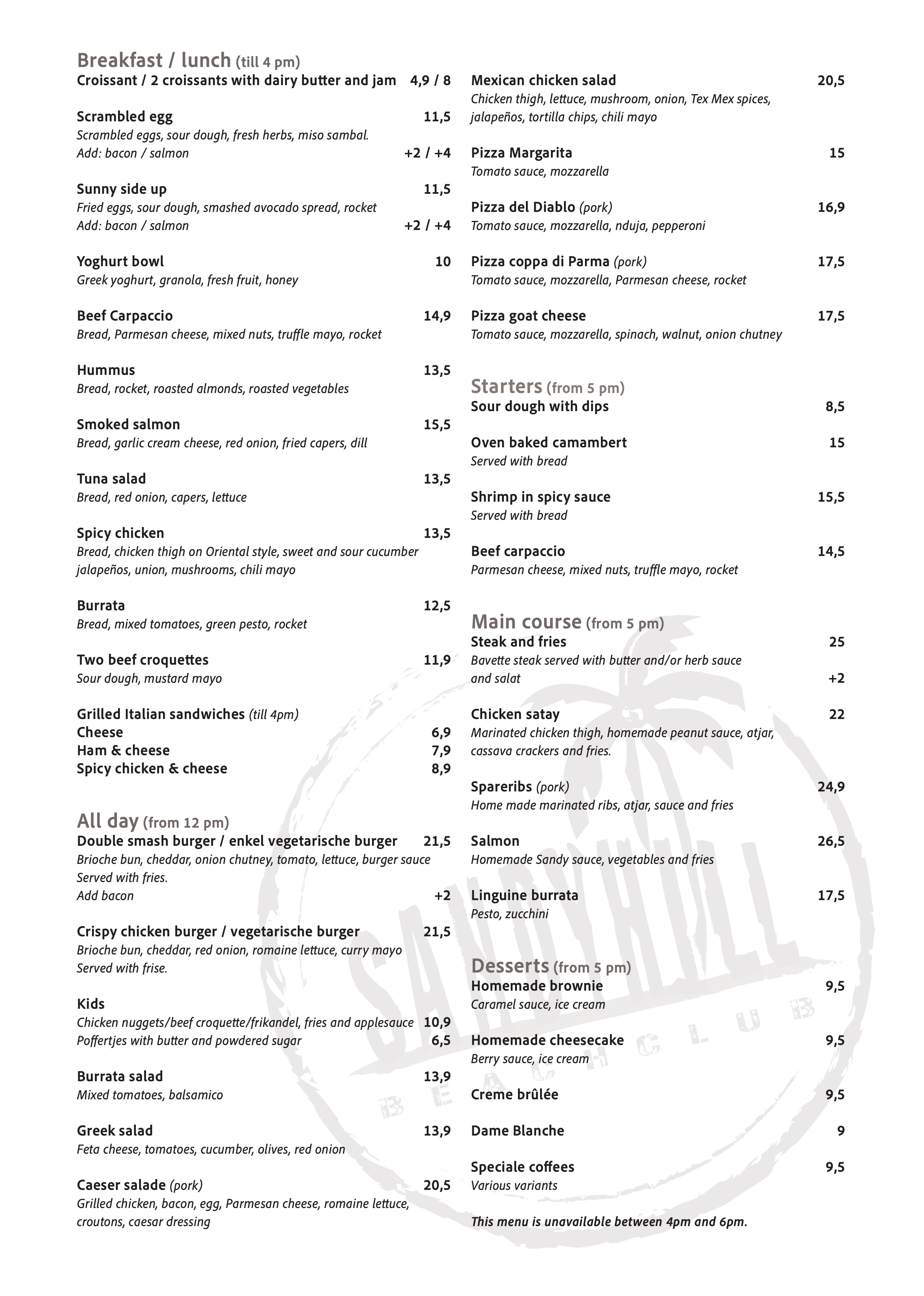 Lunch & Dinner menu
